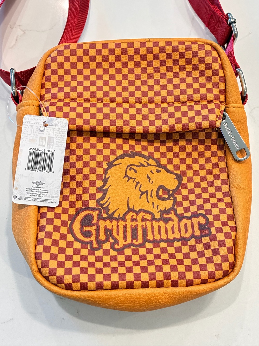 NWT Harry Potter Gryffindor Lion Icon Checkerboard Crossbody Bag by Buckle-Down